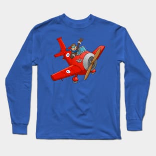 The waving pilot in his red airplane Long Sleeve T-Shirt